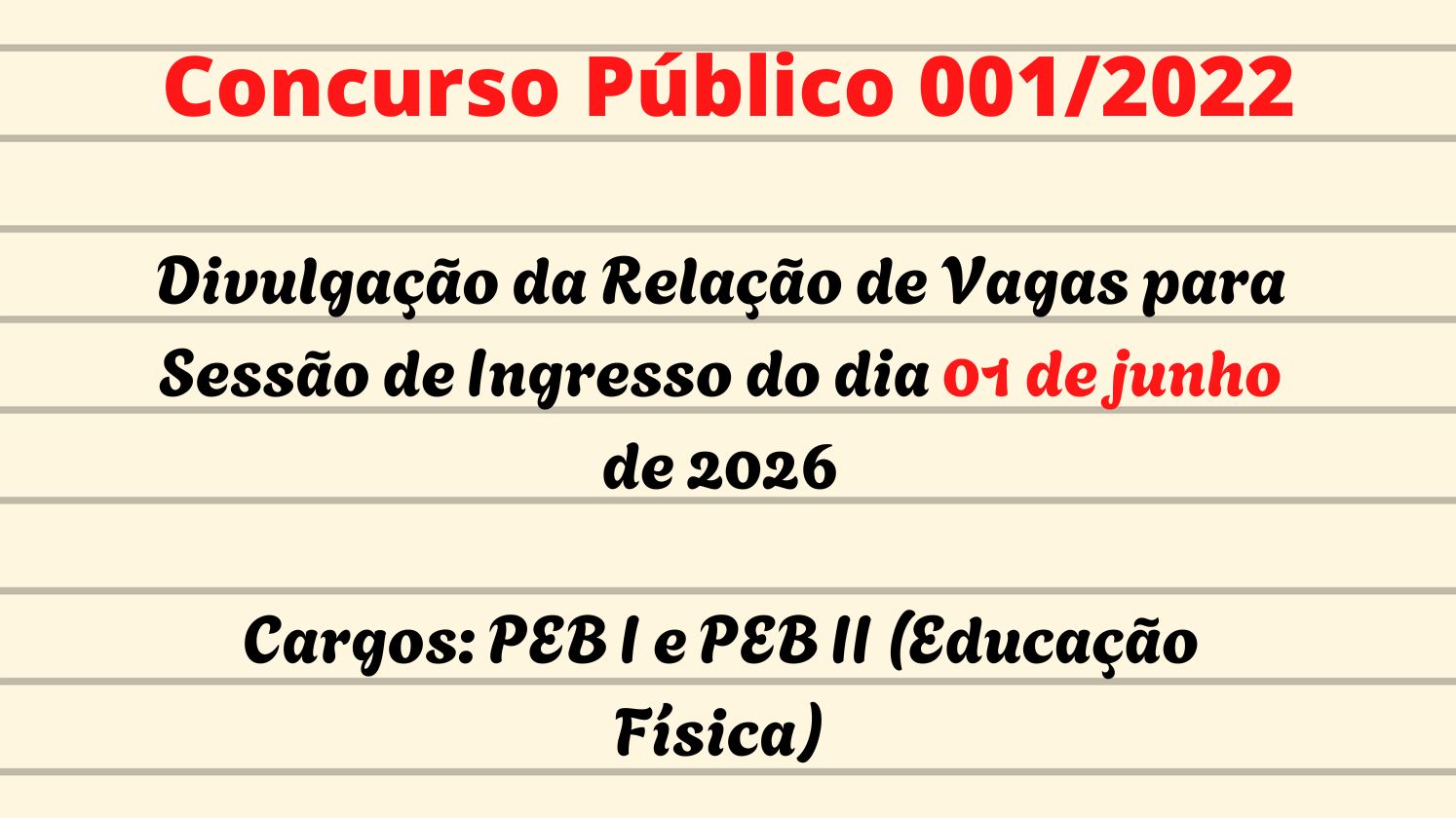Imagem notícia Relação de Vagas para INGRESSO